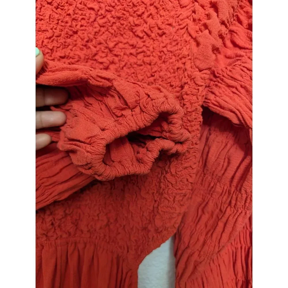 Free people Brandi Romper Smocked Balloon long sleeve open back - Picture 5 of 12